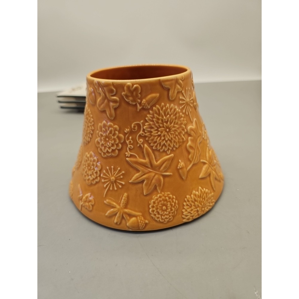 Hallmark-Large Jar Topper-Shade-Fall-Autumn-Leaves-Acorns-Mums-3D-Like Yankee‎